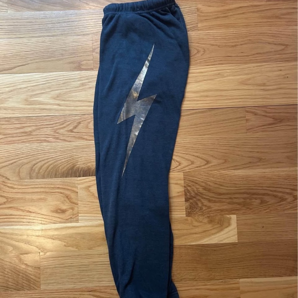 Womens Navy Lightning Bolt Aviator Nation Sweatpants
